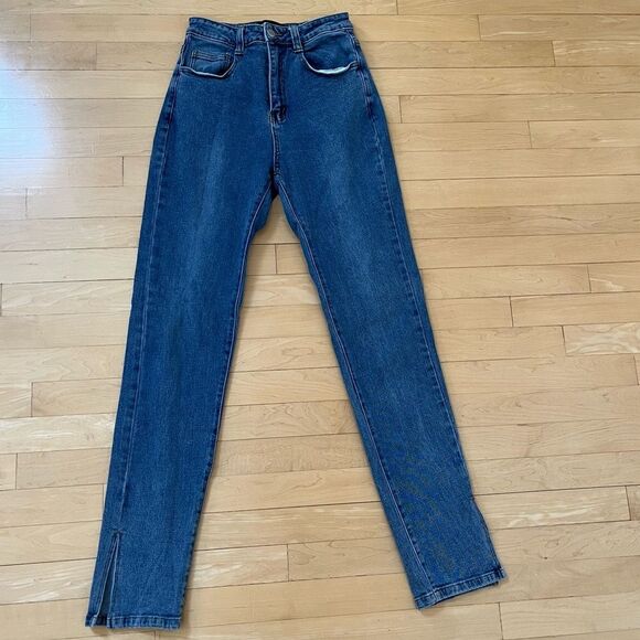 Kittenish Straight Leg Split Side Hems High Waist Jeans Small - Picture 3 of 13